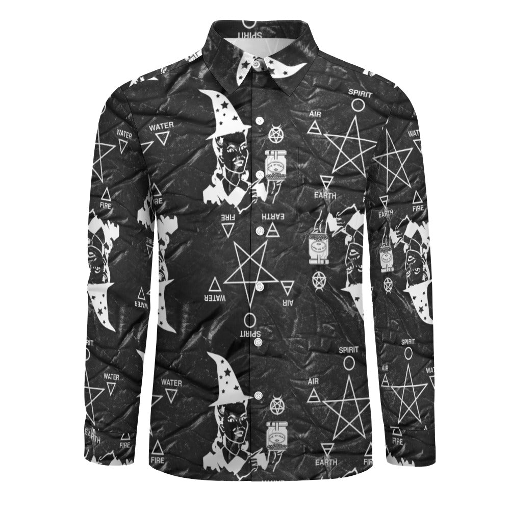 Gothic Symbols Casual One Pocket Long Sleeve Shirt