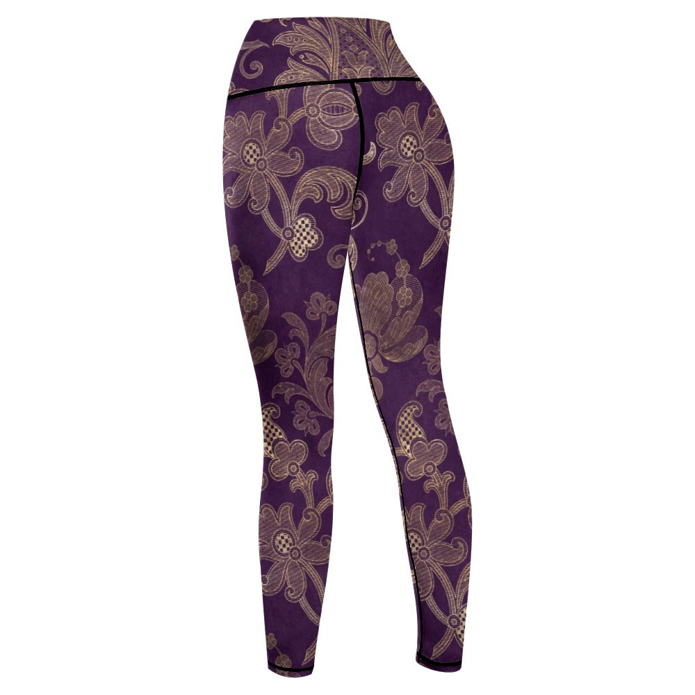 Purple Vintage Style Yoga Pants