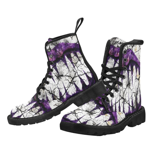 Purple Marking Lace Up Canvas Boots