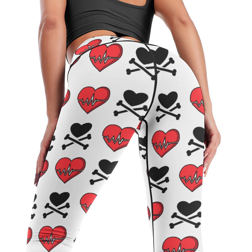 Hearts And Cross Bones Yoga Pants