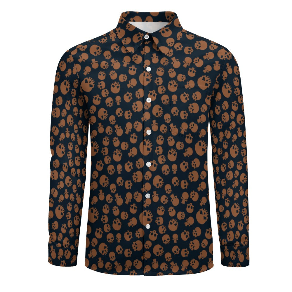 Dirt Skulls Casual One Pocket Long Sleeve Shirt