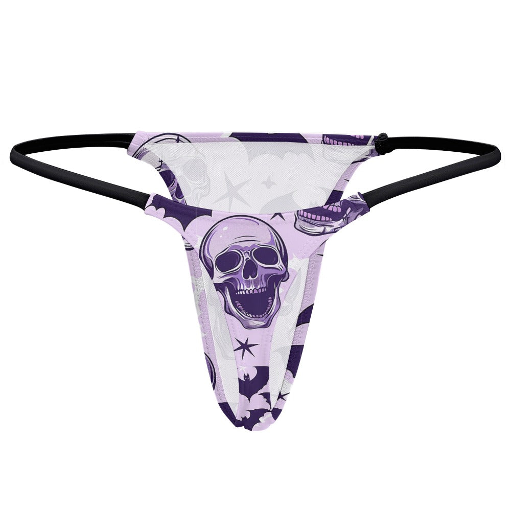 Laughing Purple Skulls Thin Thong