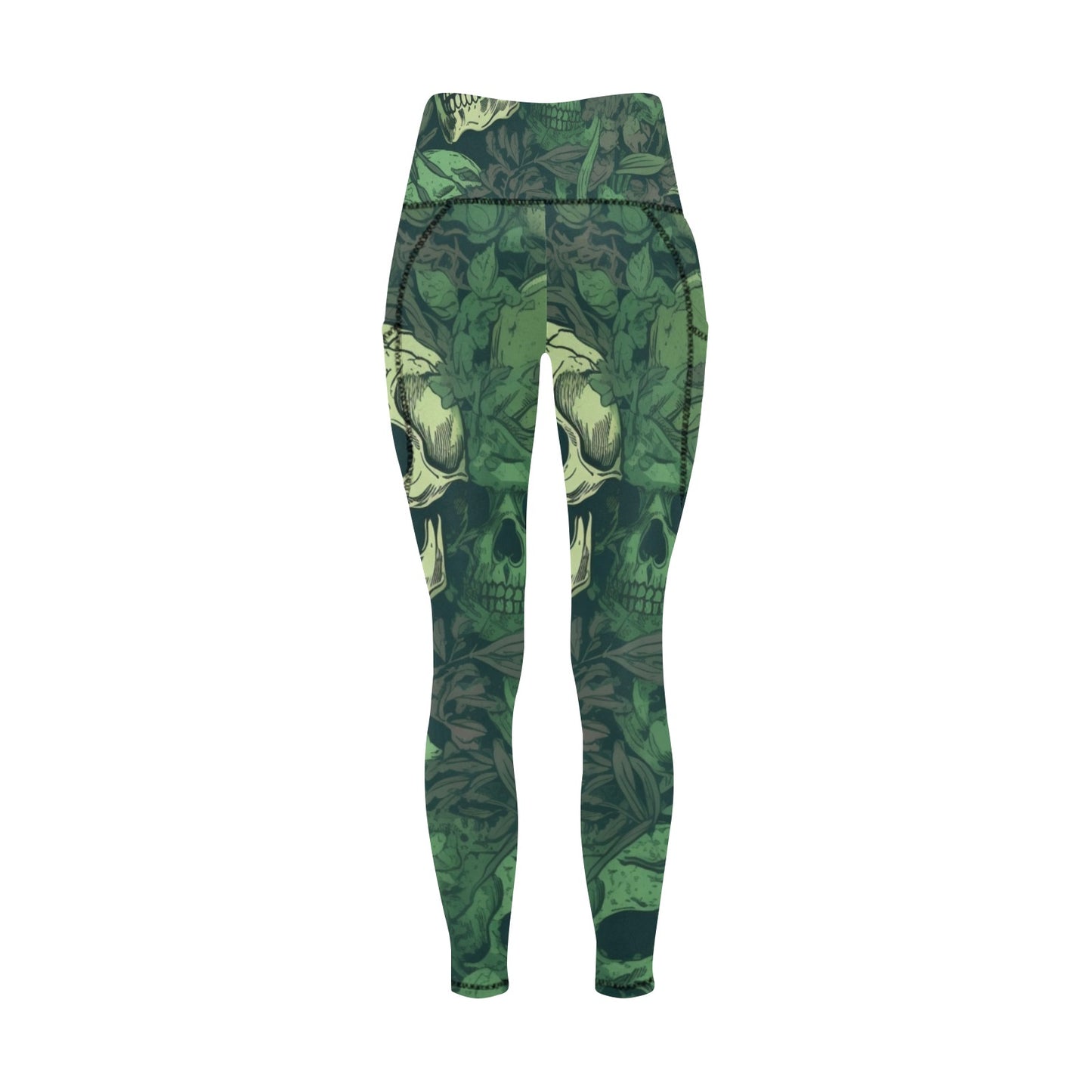 Green Skulls Leggings with Pockets