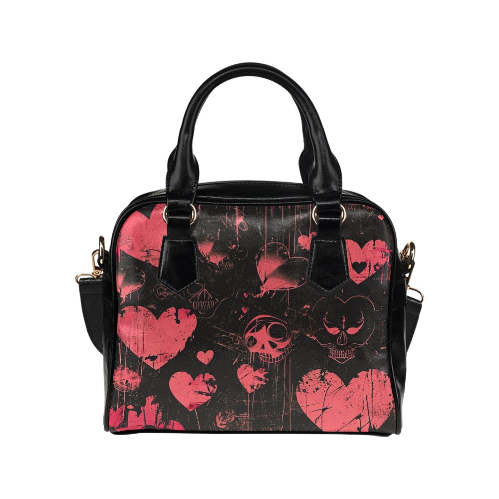 Faded Pink Hearts Shoulder Handbag