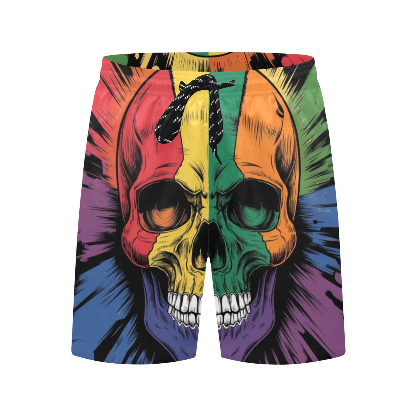 Rainbow Skull Beach Shorts