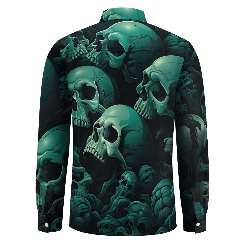 Sea Of Skulls Casual One Pocket Long Sleeve Shirt