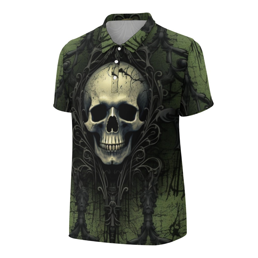 Gothic Green Skull Polo Shirt