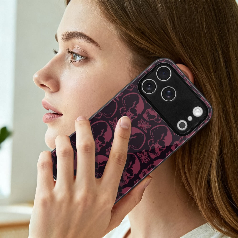 Purple Skulls Apple iPhone 17 Series Glass Phone Case