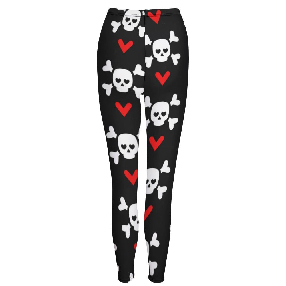 Skull And Cross Bones With Hearts Leggings