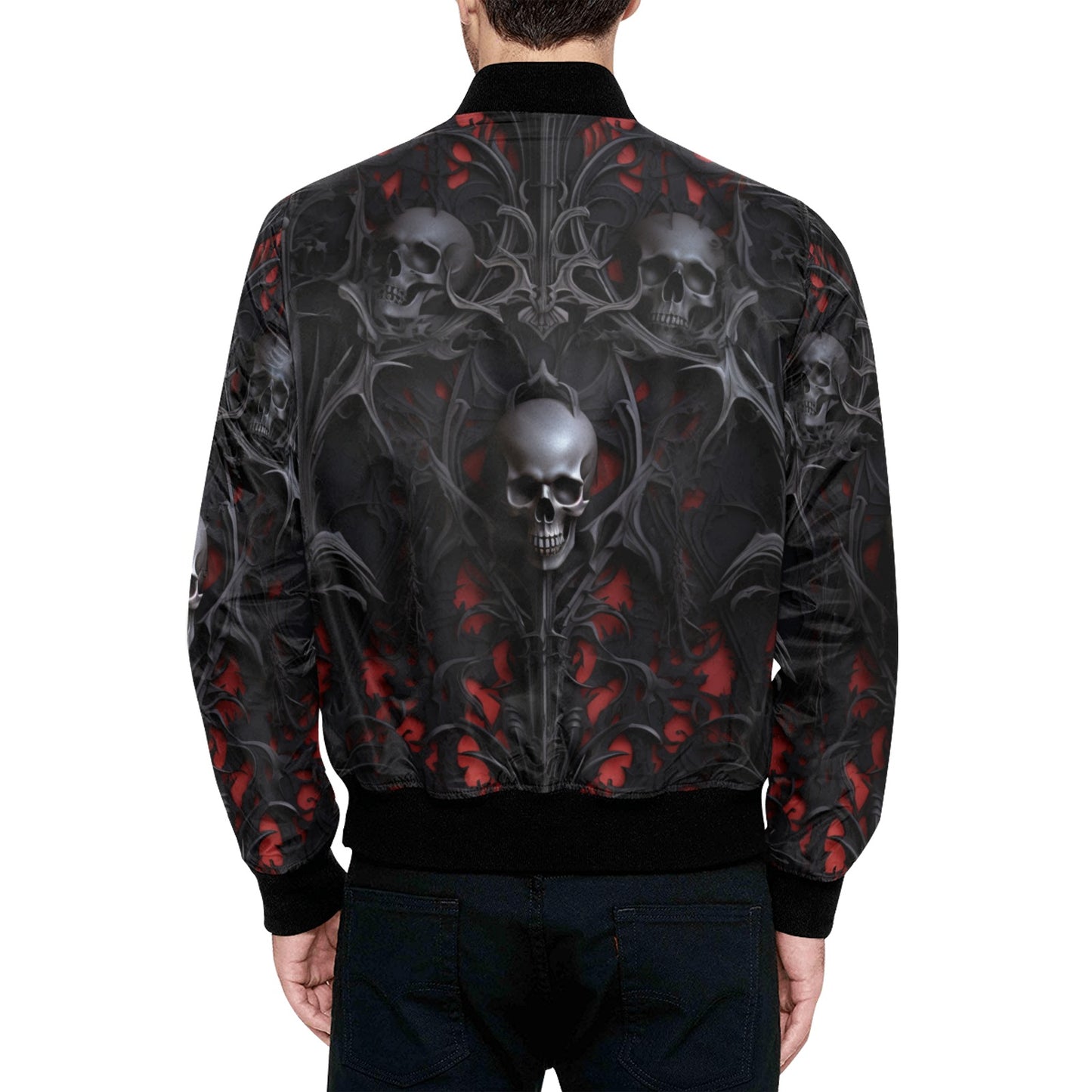 Gothic Skull Pattern Bomber Jacket