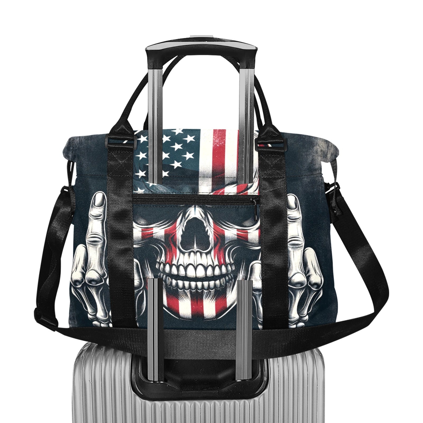 Middle Finger Skull Large Capacity Duffle Bag