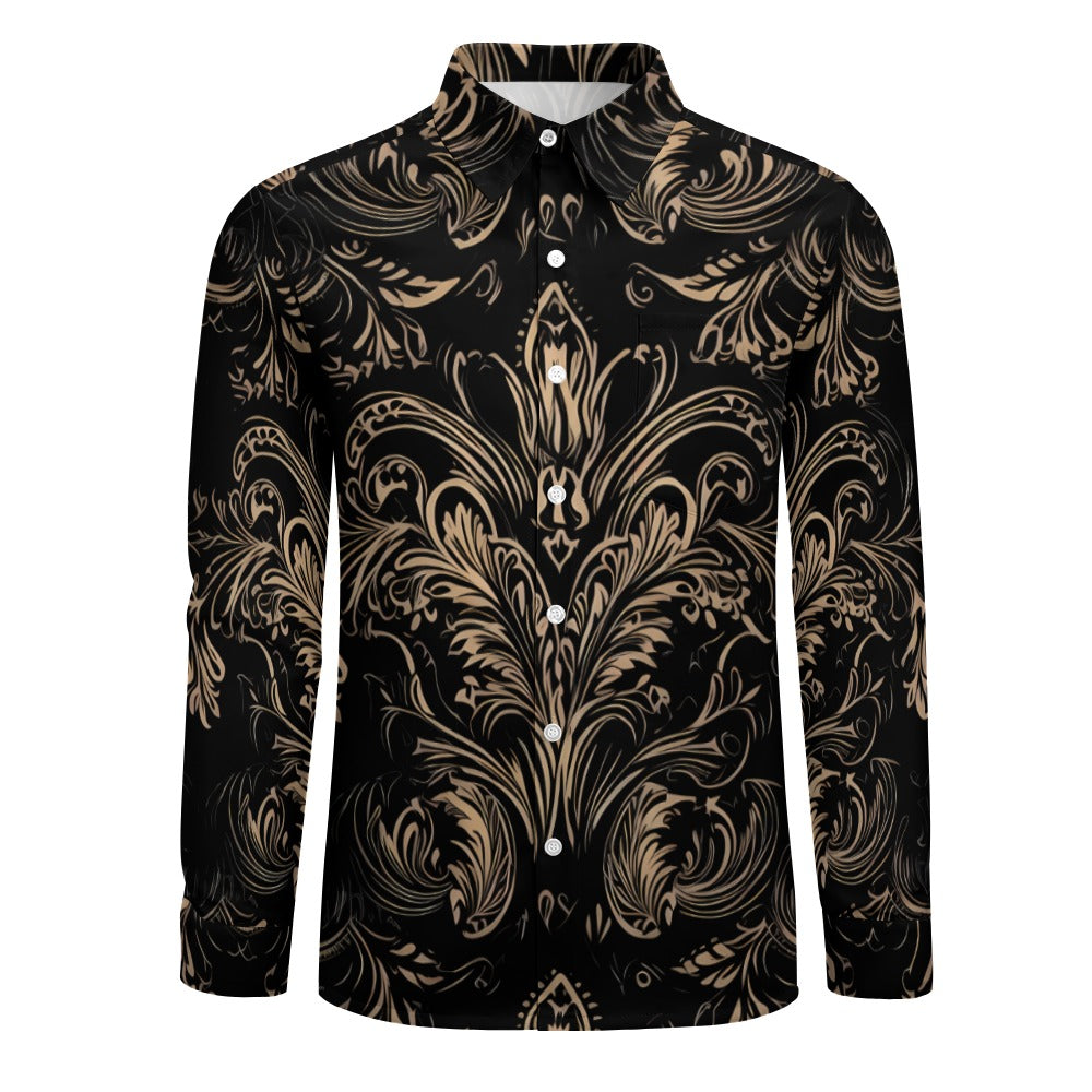 Gothic Design Casual One Pocket Long Sleeve Shirt