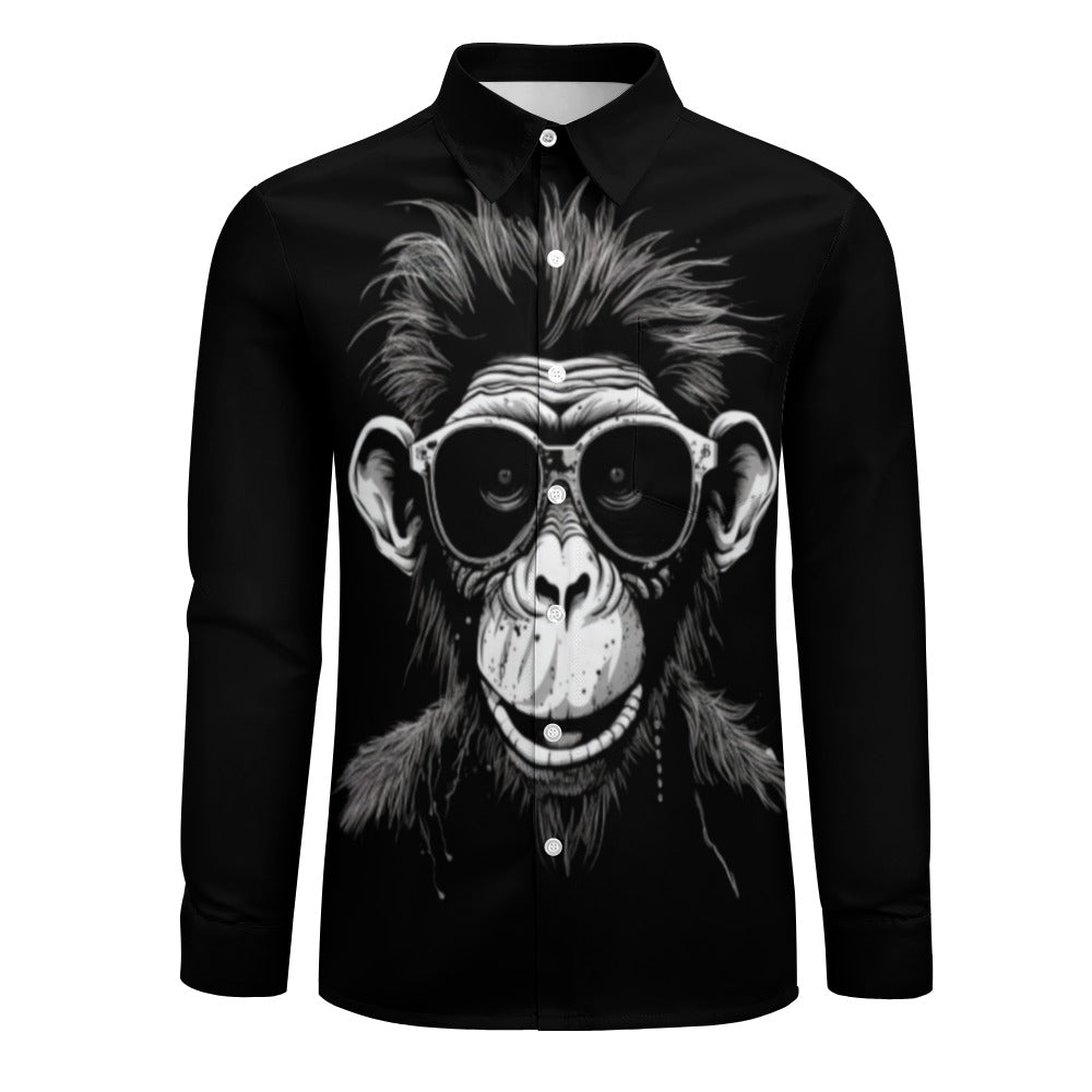 Funky Monkey Casual One Pocket Long Sleeve Shirt