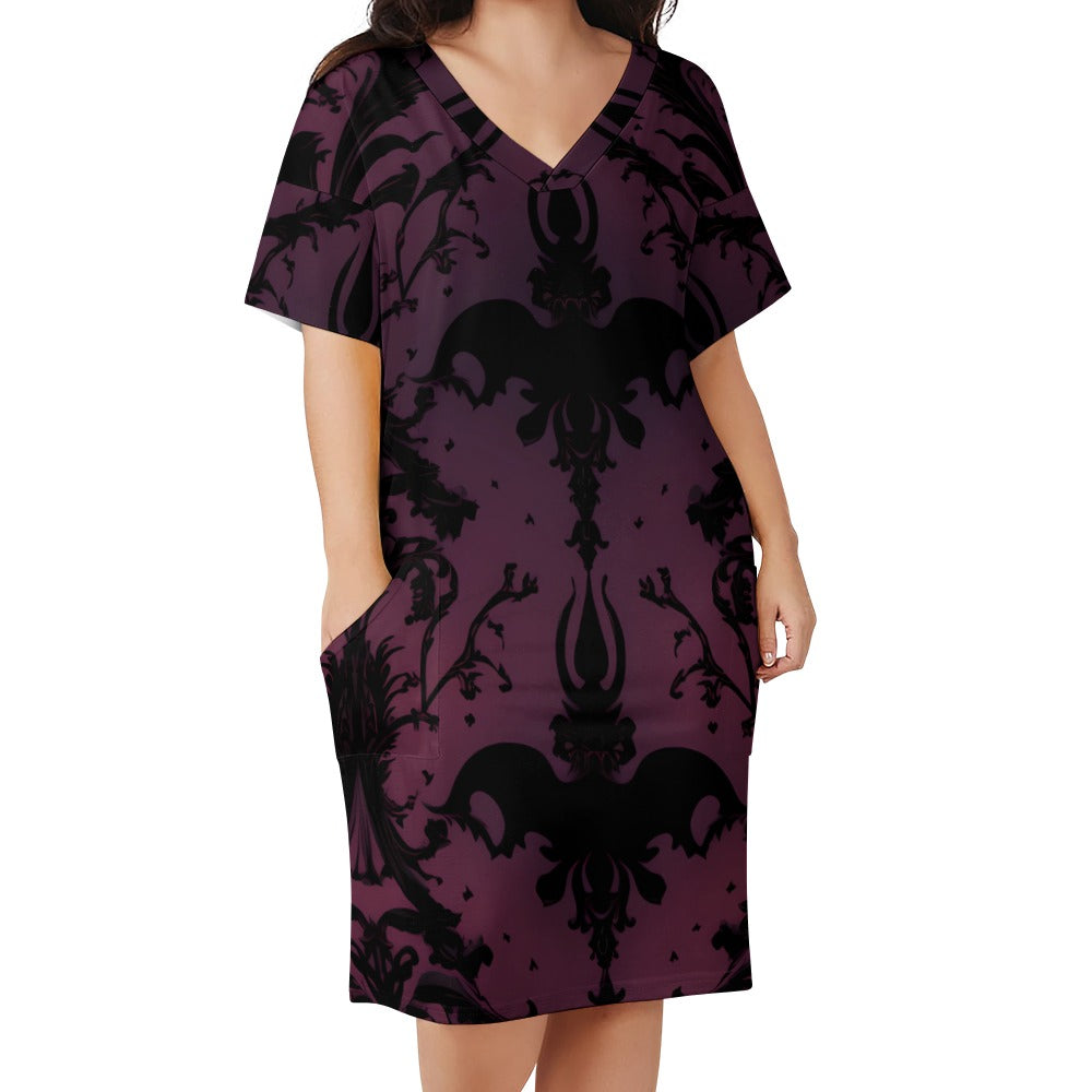 Gothic Purple Loose Dress With Pockets