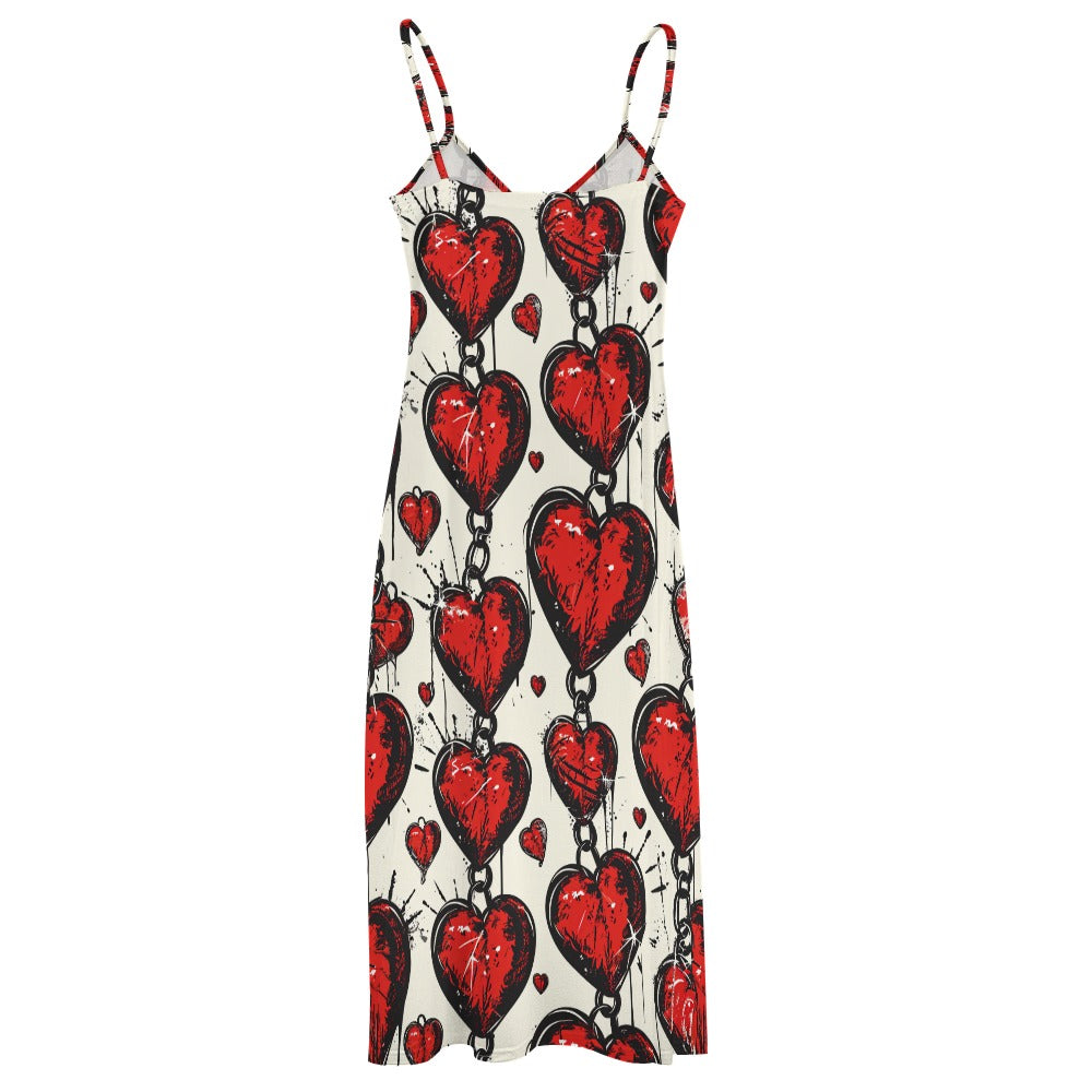 Chained Hearts Sling Ankle Long Dress