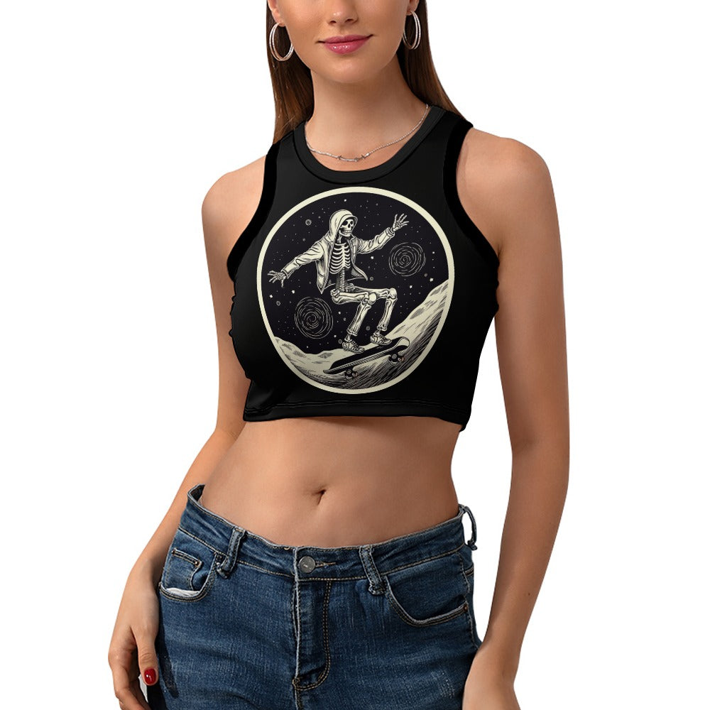 I Live To Ride Cropped Slim Racer Tank Top