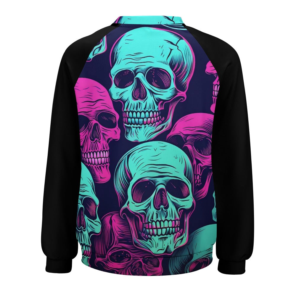 Neon Skulls Raglan Round Neck Sweater