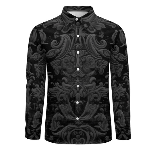 Gothic Black Casual One Pocket Long Sleeve Shirt