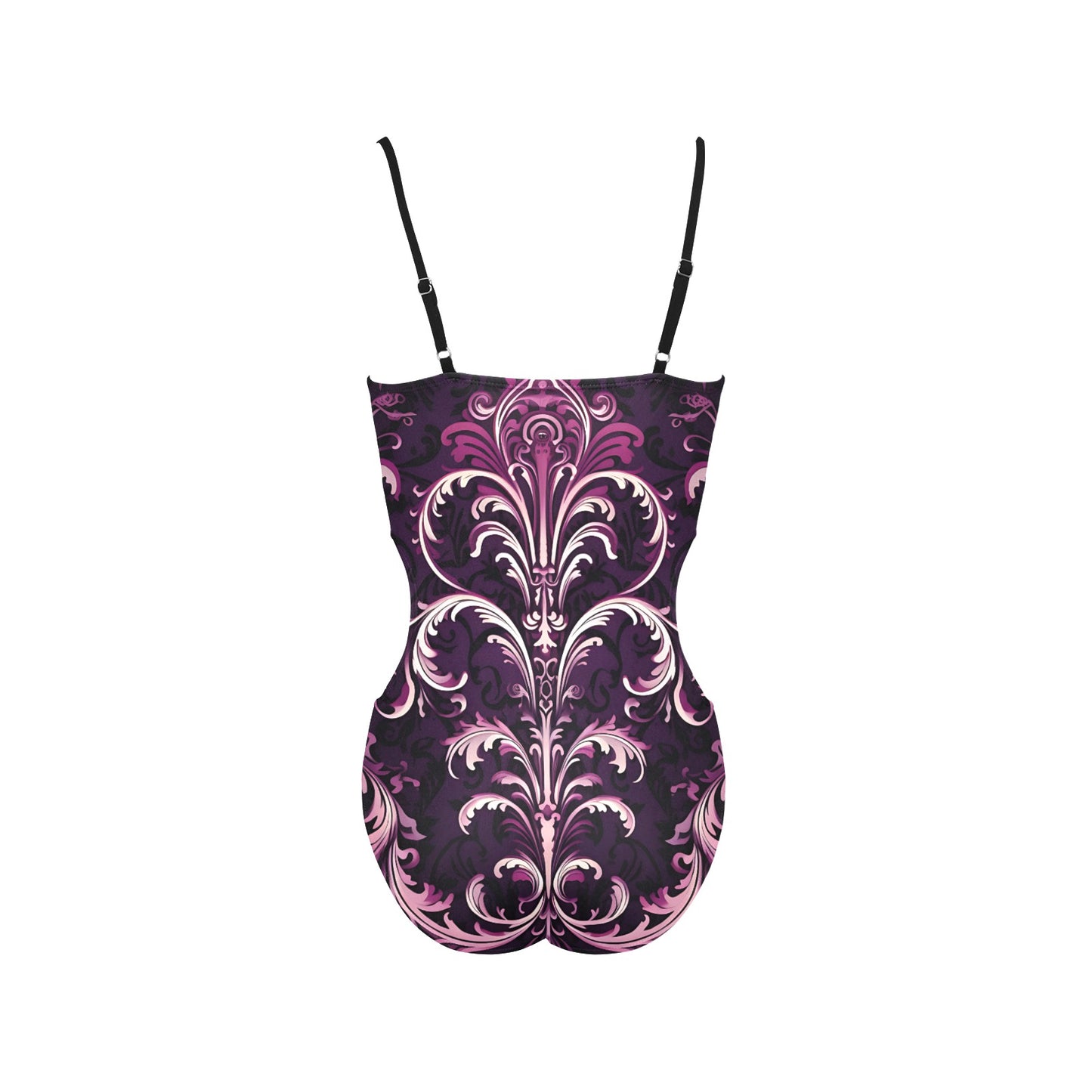Gothic Purple Design Spaghetti Strap Cut Out Sides Swimsuit
