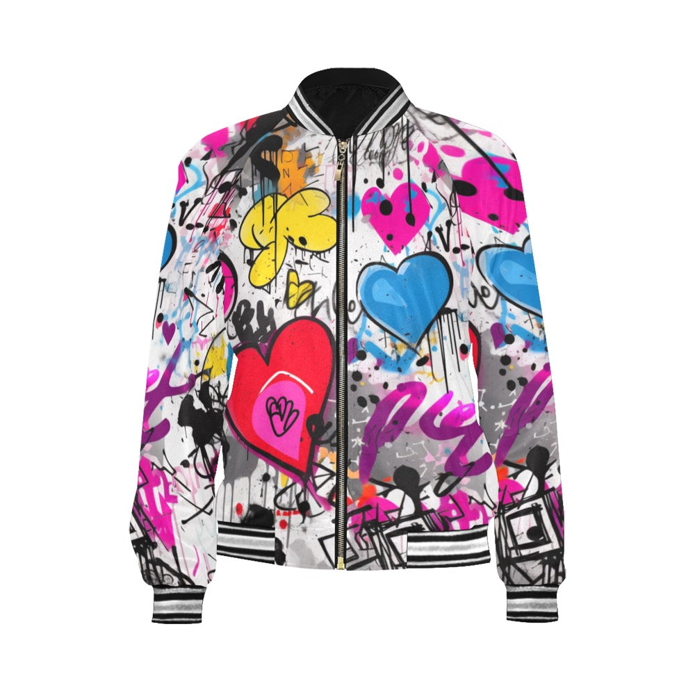 Graffiti Love Design Stripe Jacket