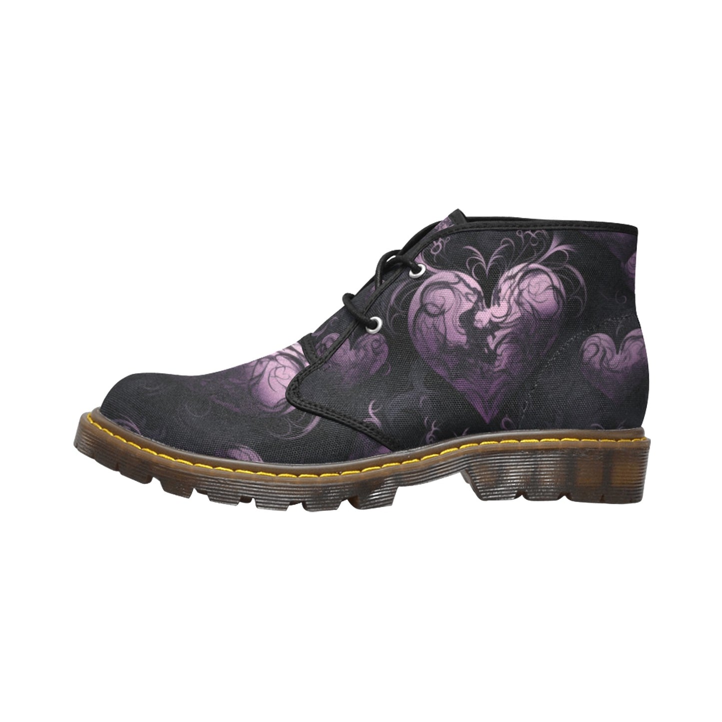 Gothic Purple Hearts Canvas Chukka Boots