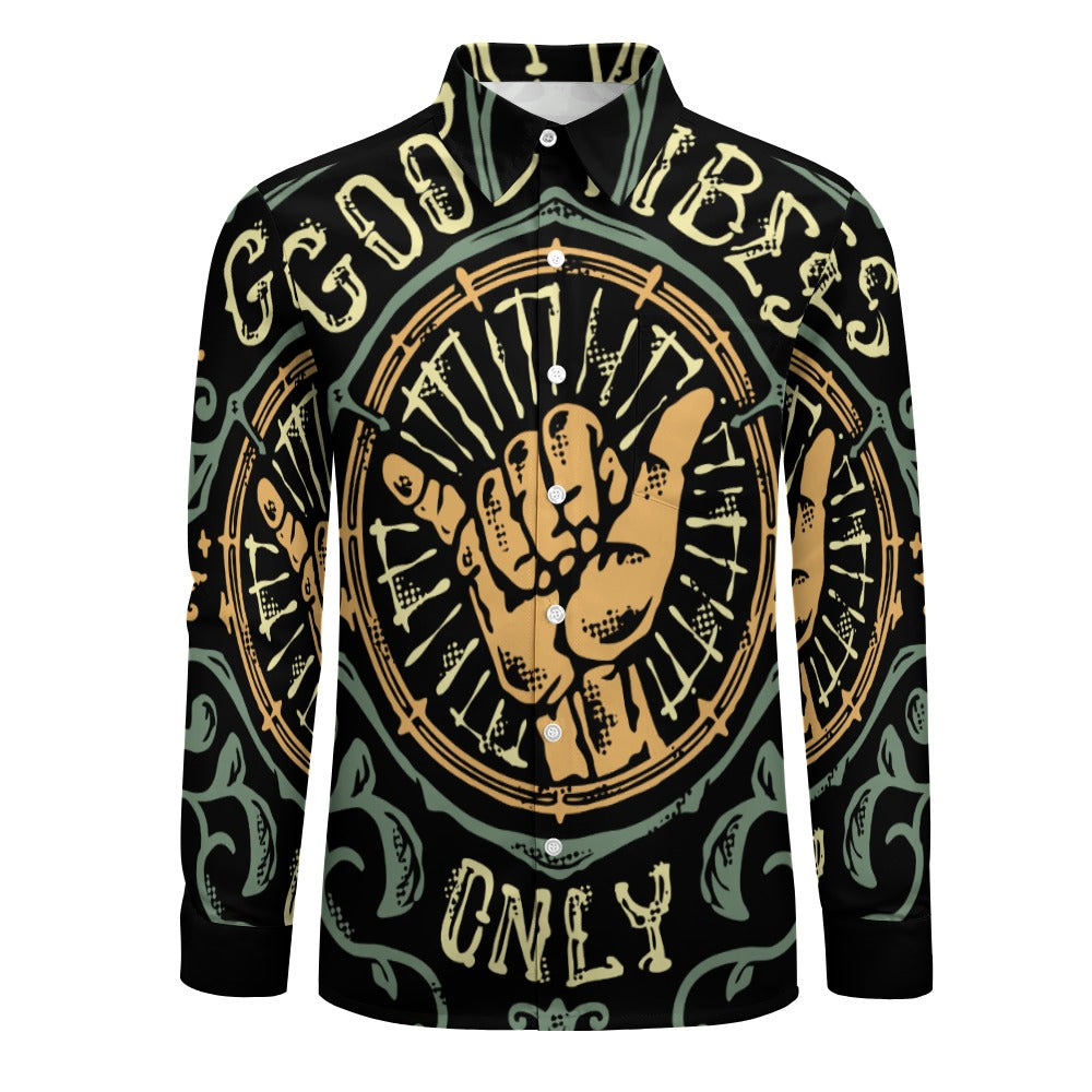 Good Vibes Only Casual One Pocket Long Sleeve Shirt