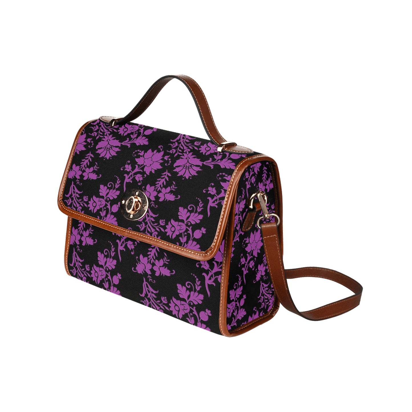 Purple Flowers Waterproof Canvas Bag