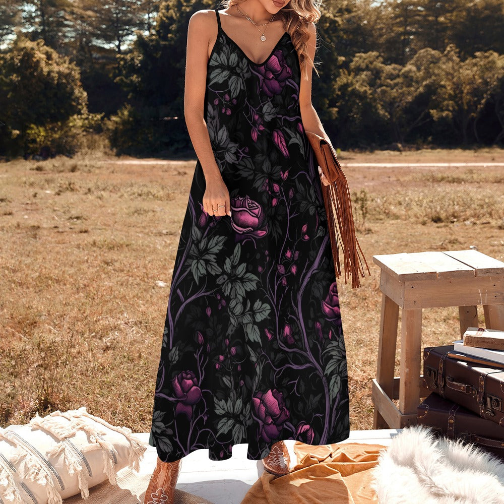 Rose And Vines Sling Ankle Long Dress