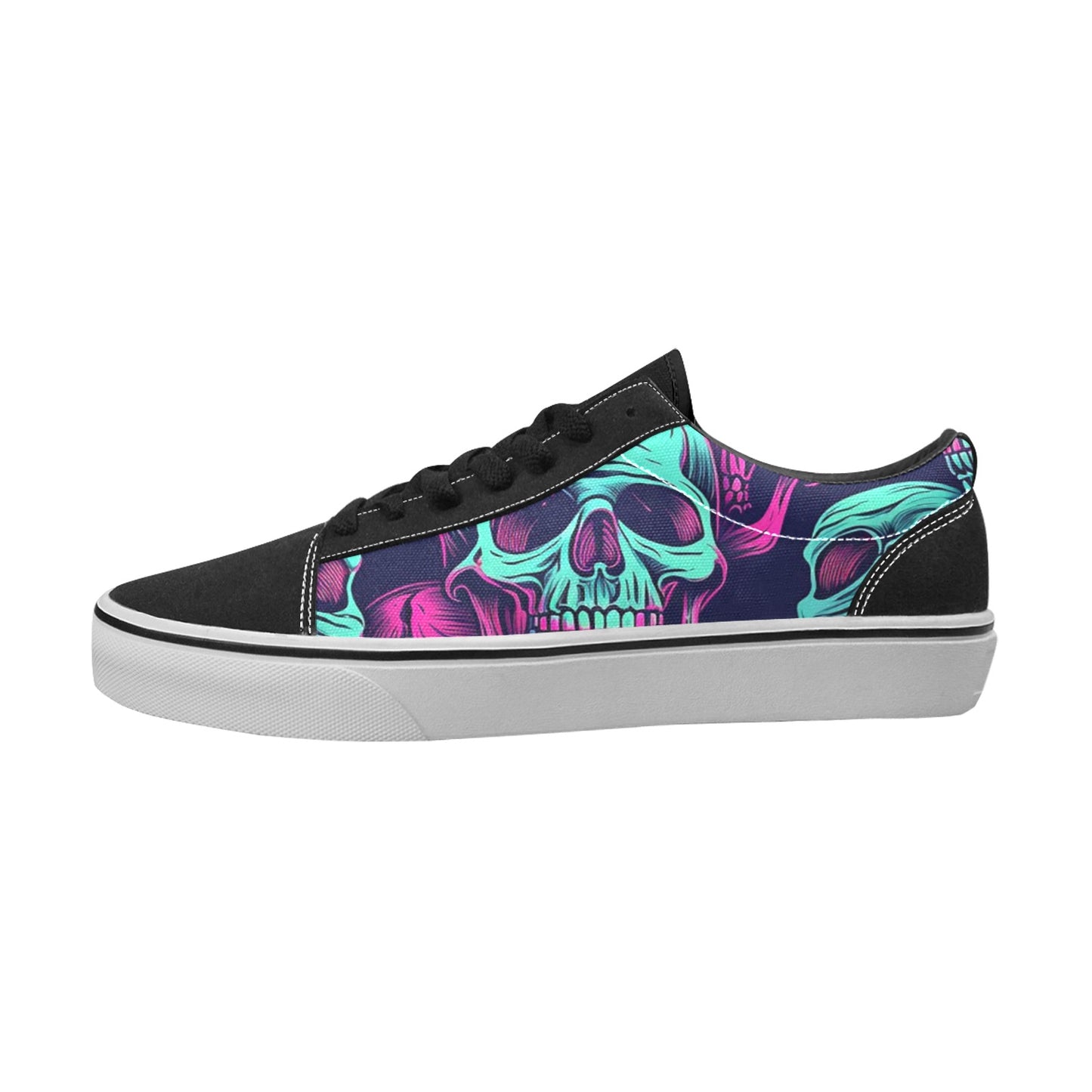 Neon Skulls Lace-Up Canvas Shoes