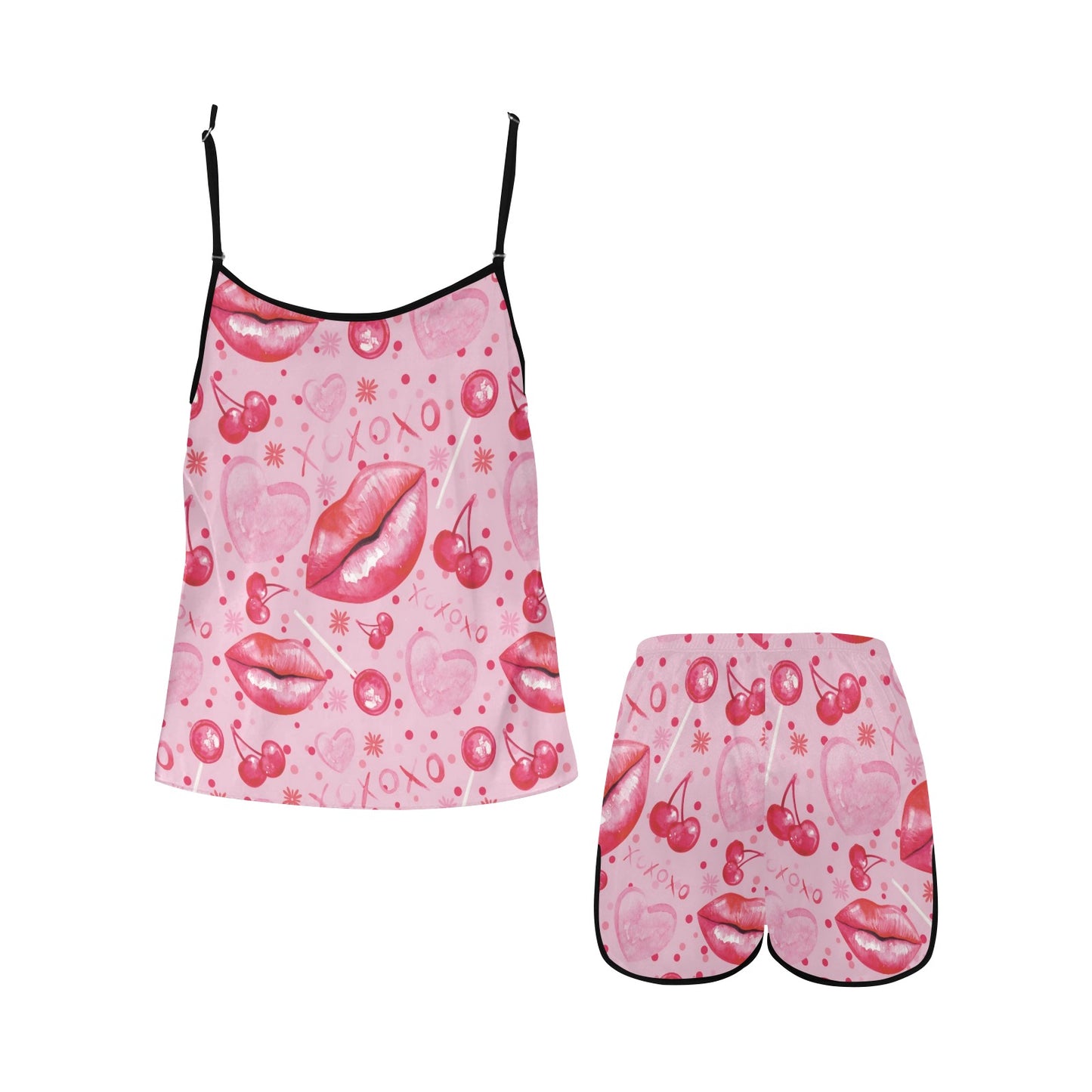 Cherry Love Spaghetti Strap Short Pajama Set