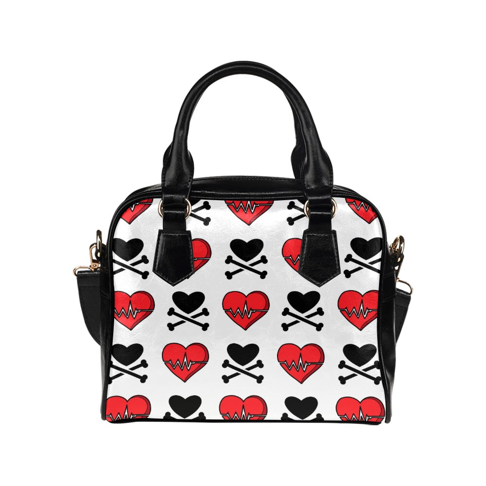 Hearts And Cross Bones Shoulder Handbag