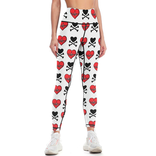 Hearts And Cross Bones Yoga Pants