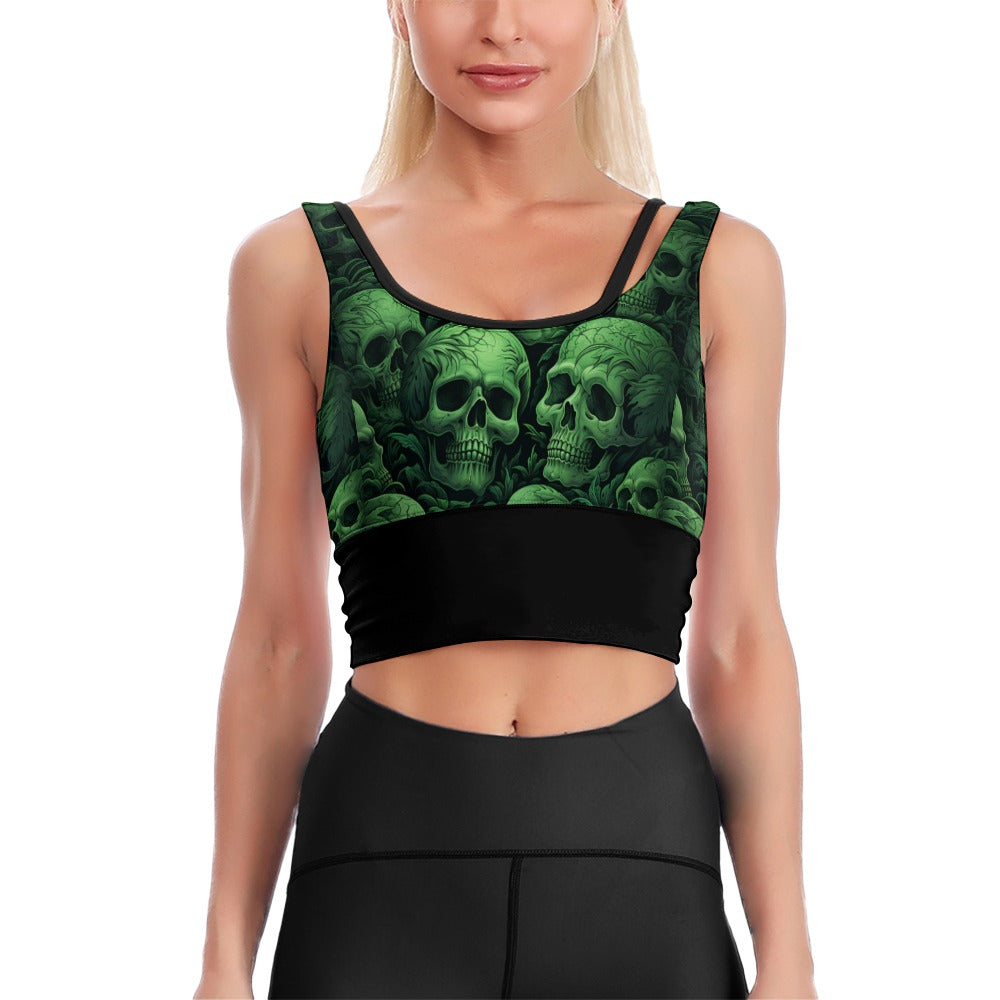 Green Skulls Yoga Vest