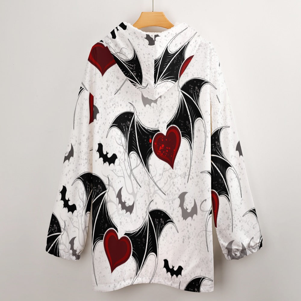 Bats And Hearts Hooded Blanket Sweater