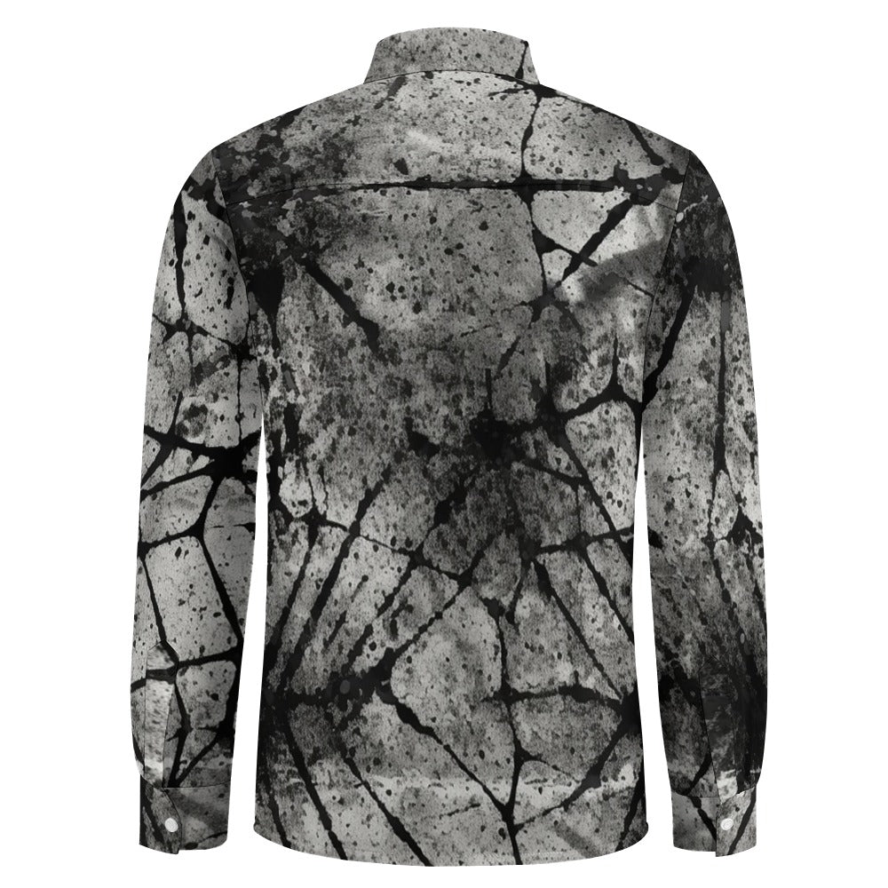 Distressed Darkness Casual One Pocket Long Sleeve Shirt