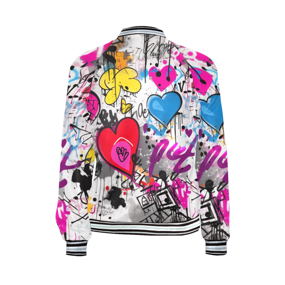 Graffiti Love Design Stripe Jacket