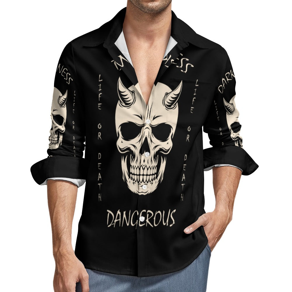 Life Or Death Skull Casual One Pocket Long Sleeve Shirt