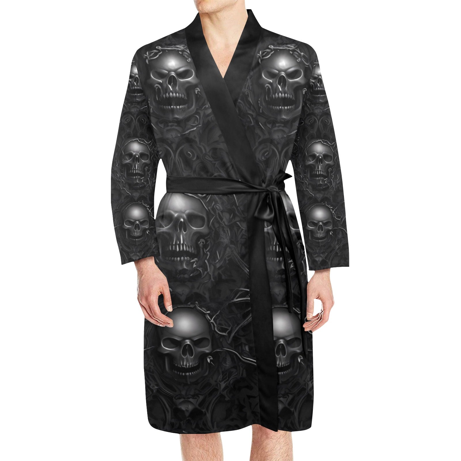 Gothic Skull Belted Night Robe