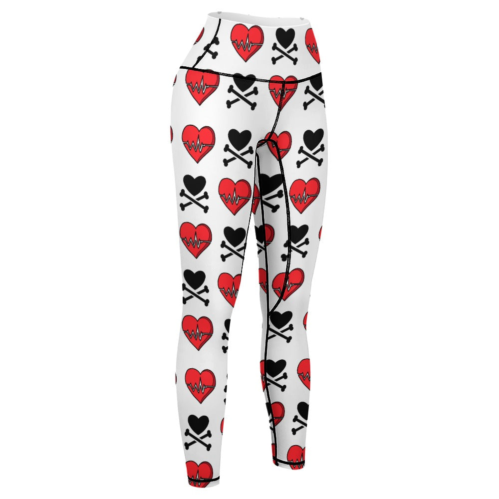 Hearts And Cross Bones Yoga Pants