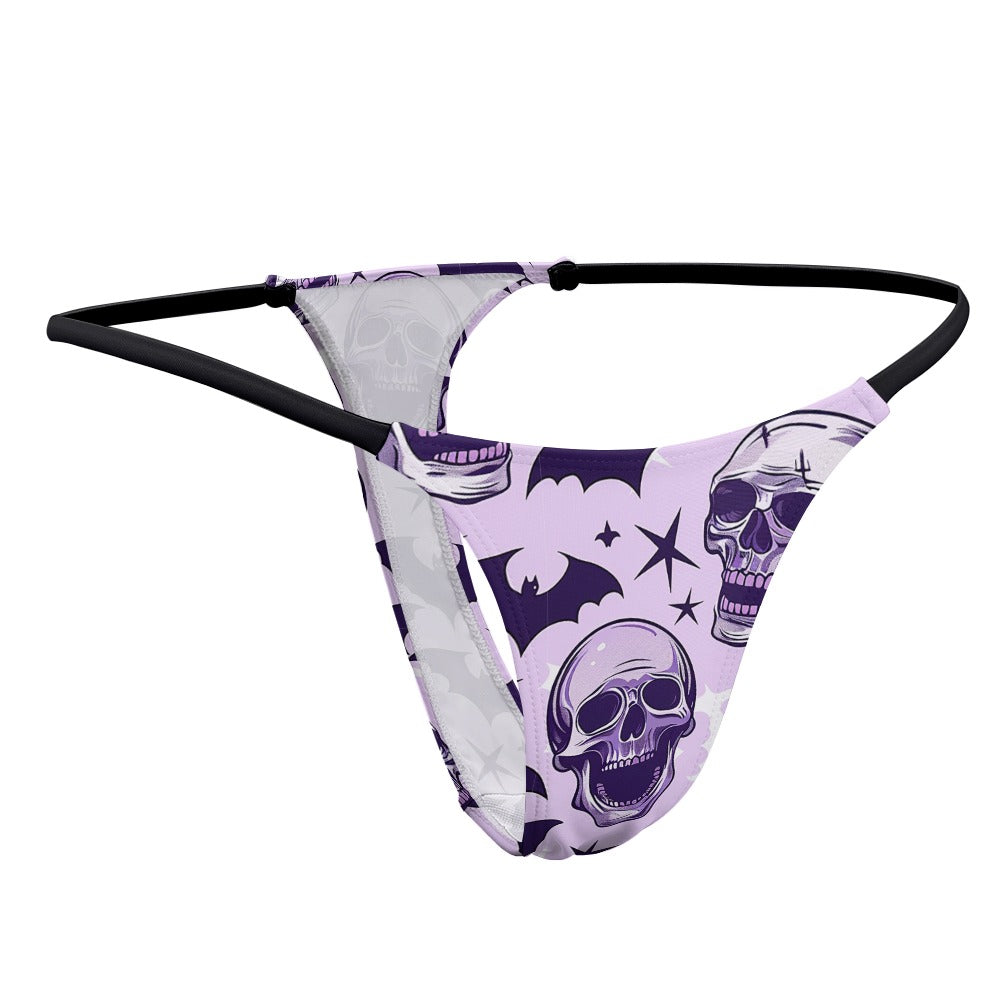 Laughing Purple Skulls Thin Thong