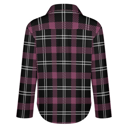 Plum Plaid Cropped Hem Shirt