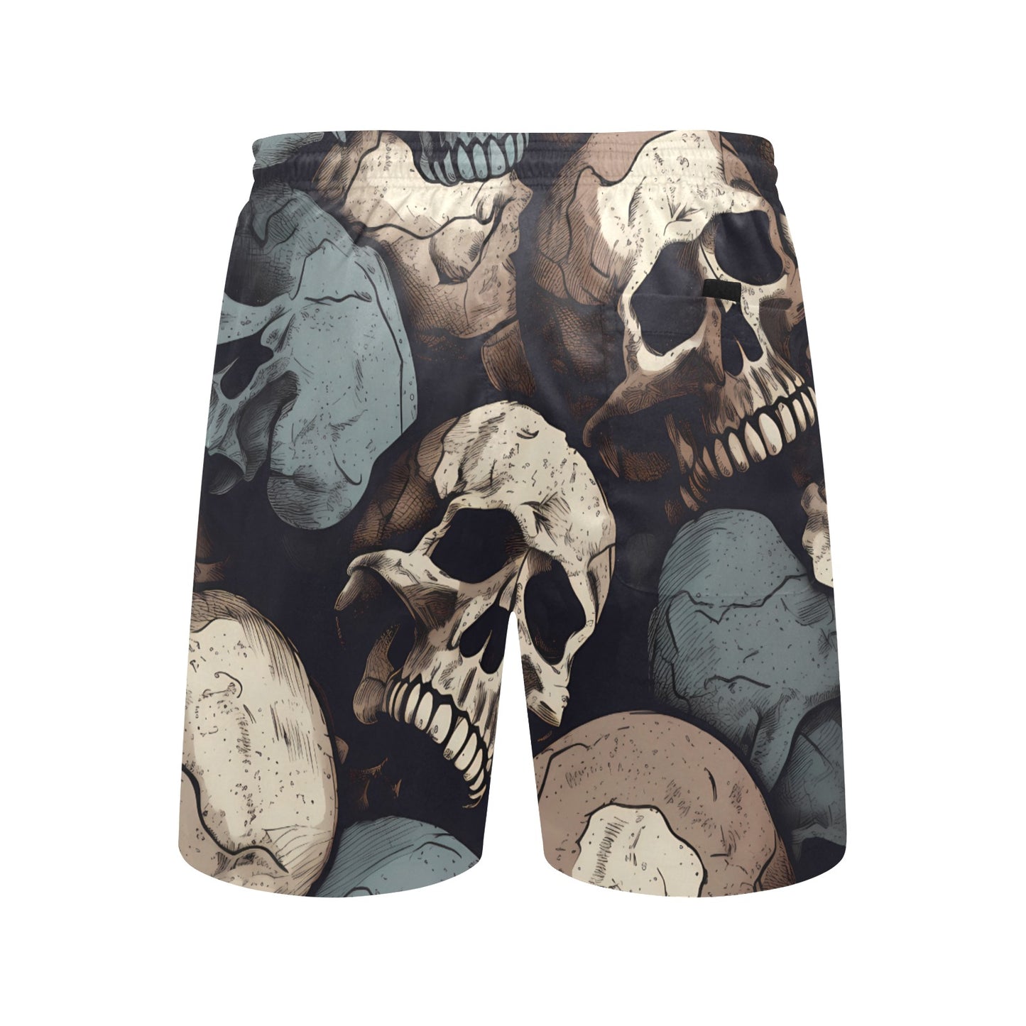 Gray And White Skulls Beach Shorts