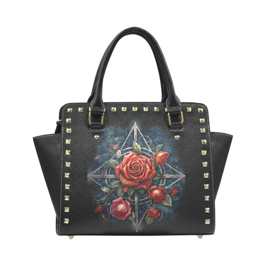 Diamond Roses Rivet Shoulder Handbag