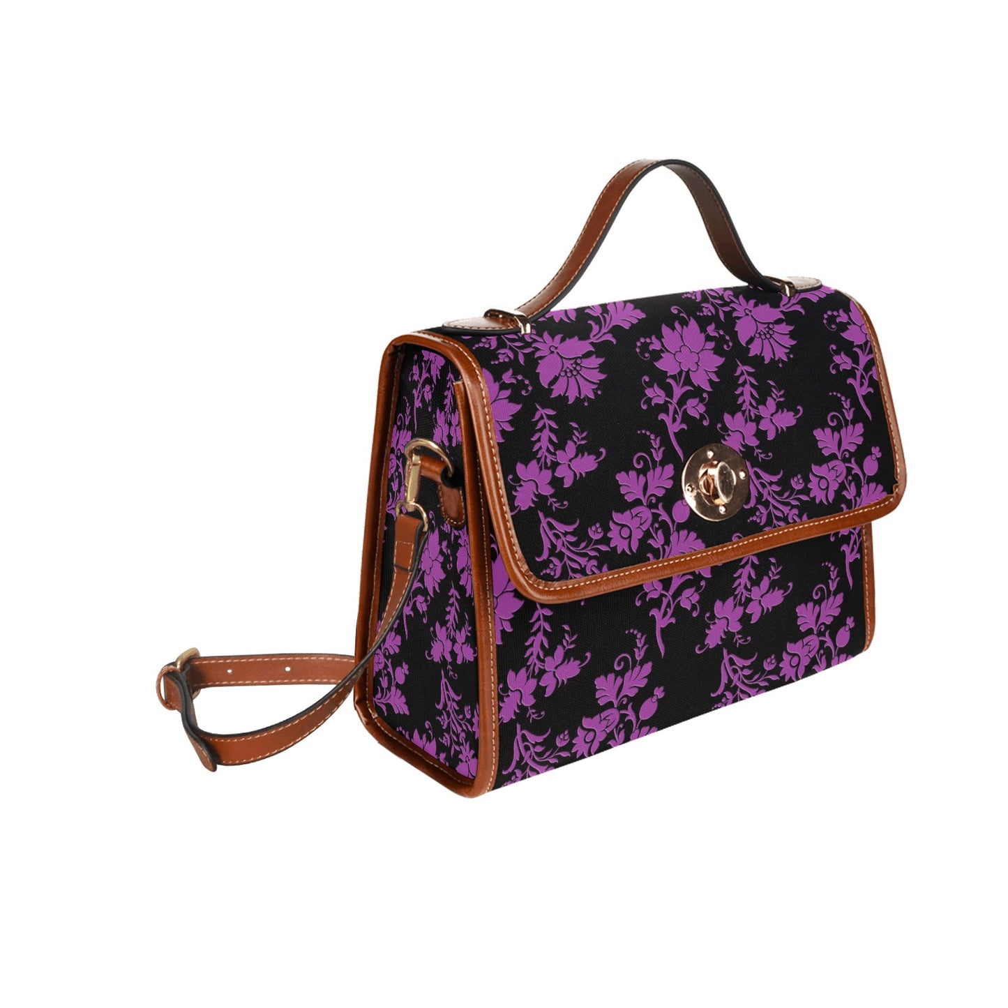 Purple Flowers Waterproof Canvas Bag