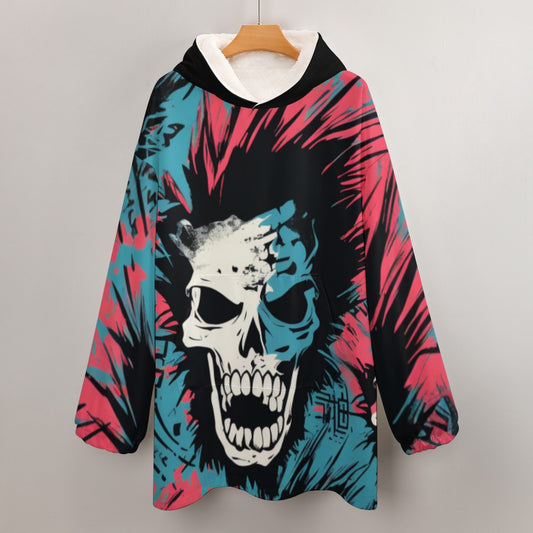 Punk Skull Hooded Blanket Sweater