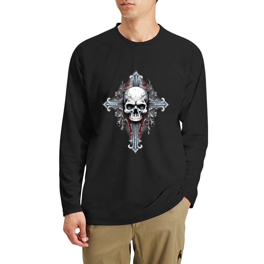 Skull And Cross Crewneck Long Sleeve T-shirt
