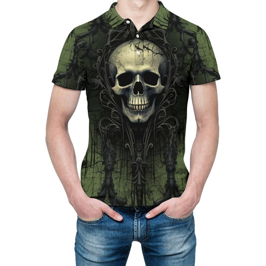 Gothic Green Skull Polo Shirt