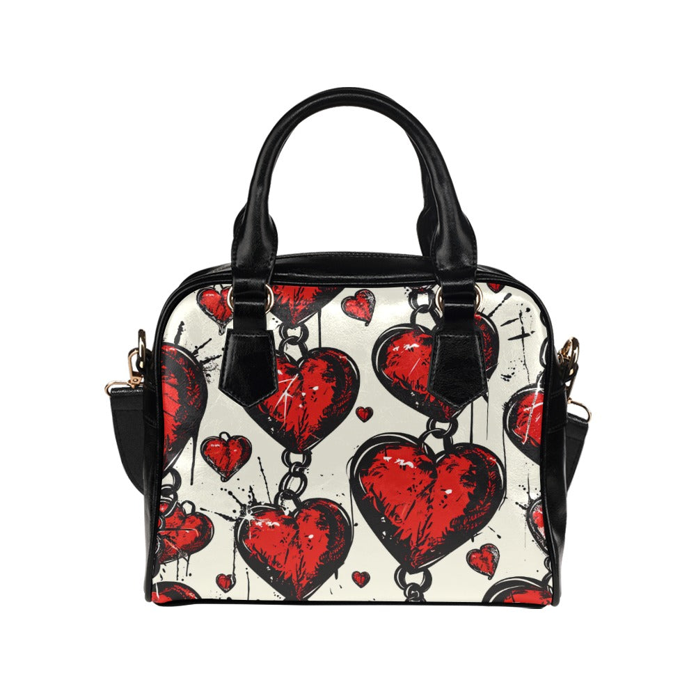 Chained Hearts Shoulder Handbag