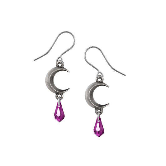 Amethyst Drop Moon Earrings