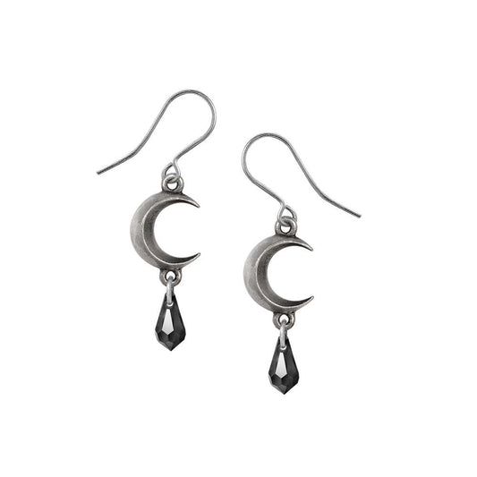 Black Drop Moon Earrings